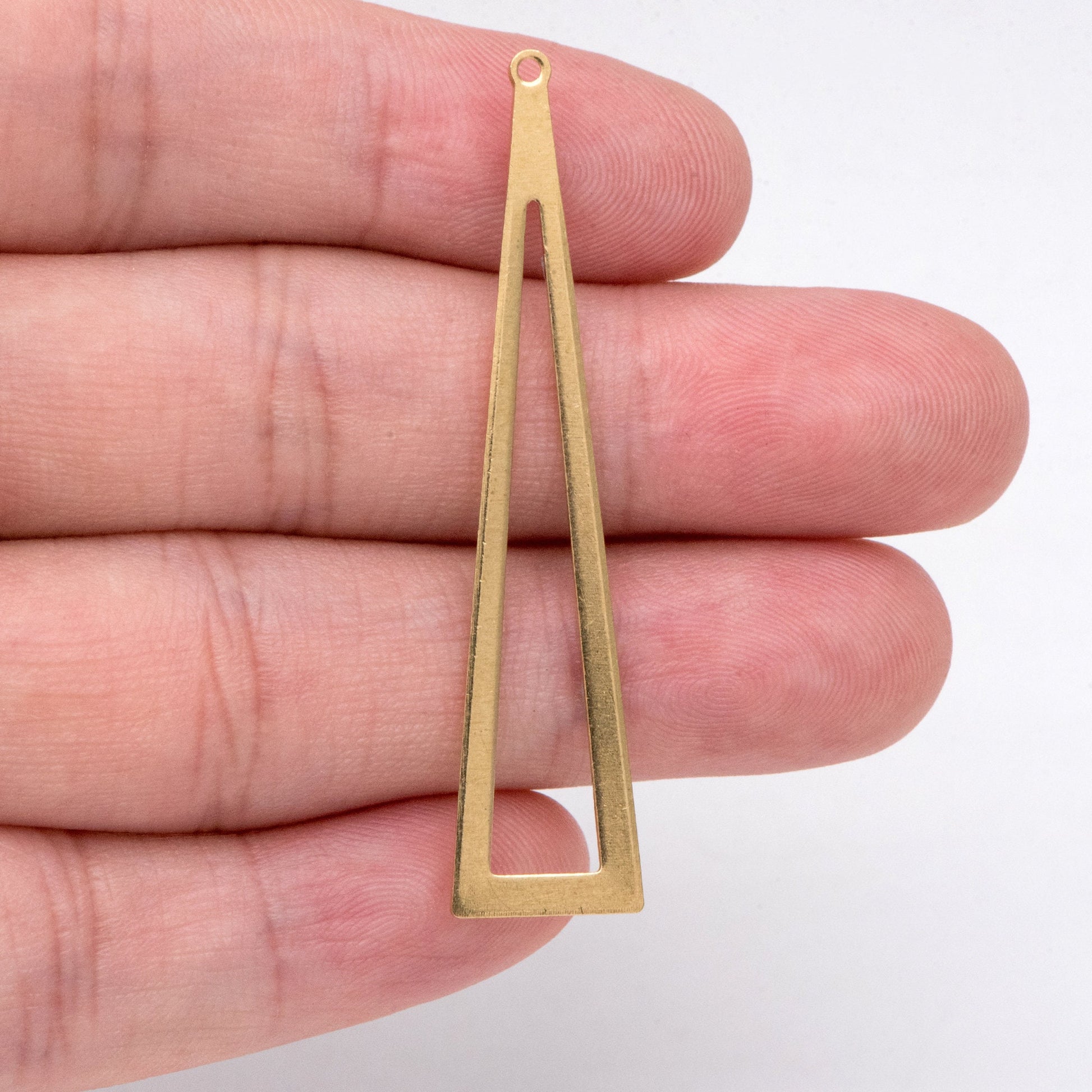 10pcs Raw Brass Long Triangle Link Charms 50x11mm, Brass Geometric Pendants (RB-254)