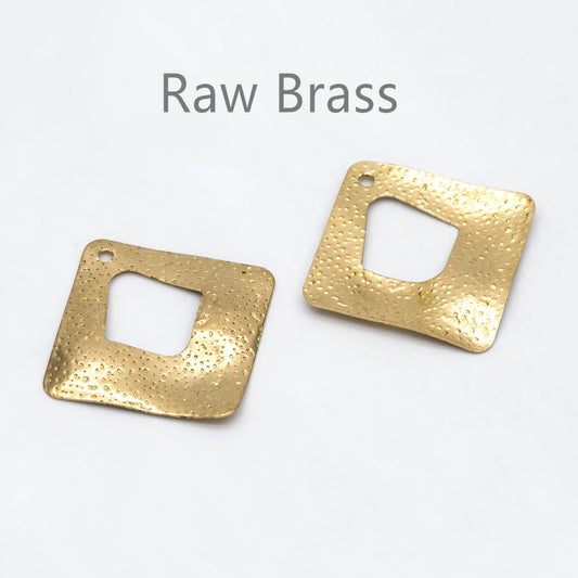 10pcs Raw Brass Rhombus Charm Pendants, Brass Findings Wholesale (RB-256)