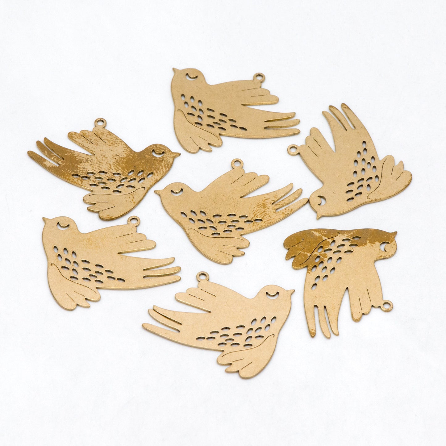 10pcs Raw Brass Bird Charm Pendants 25x30mm, Brass Findings Wholesale (RB-261)