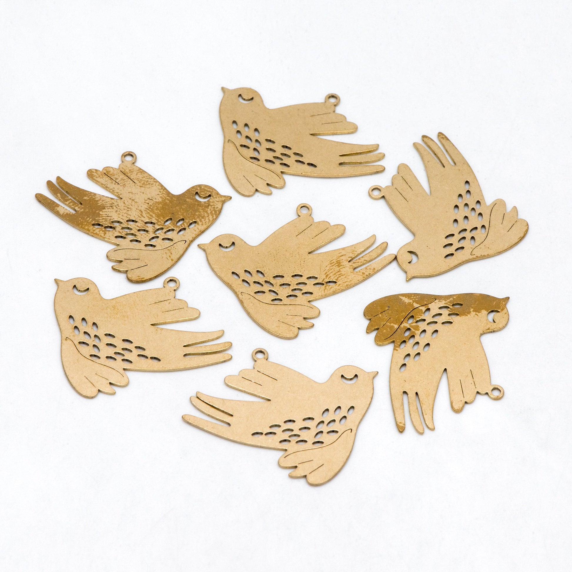 10pcs Raw Brass Bird Charm Pendants 25x30mm, Brass Findings Wholesale (RB-261)