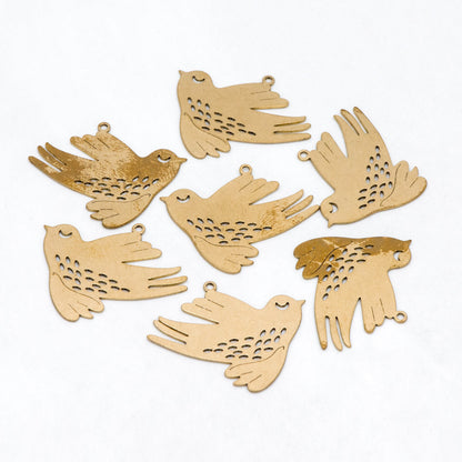 10pcs Raw Brass Bird Charm Pendants 25x30mm, Brass Findings Wholesale (RB-261)