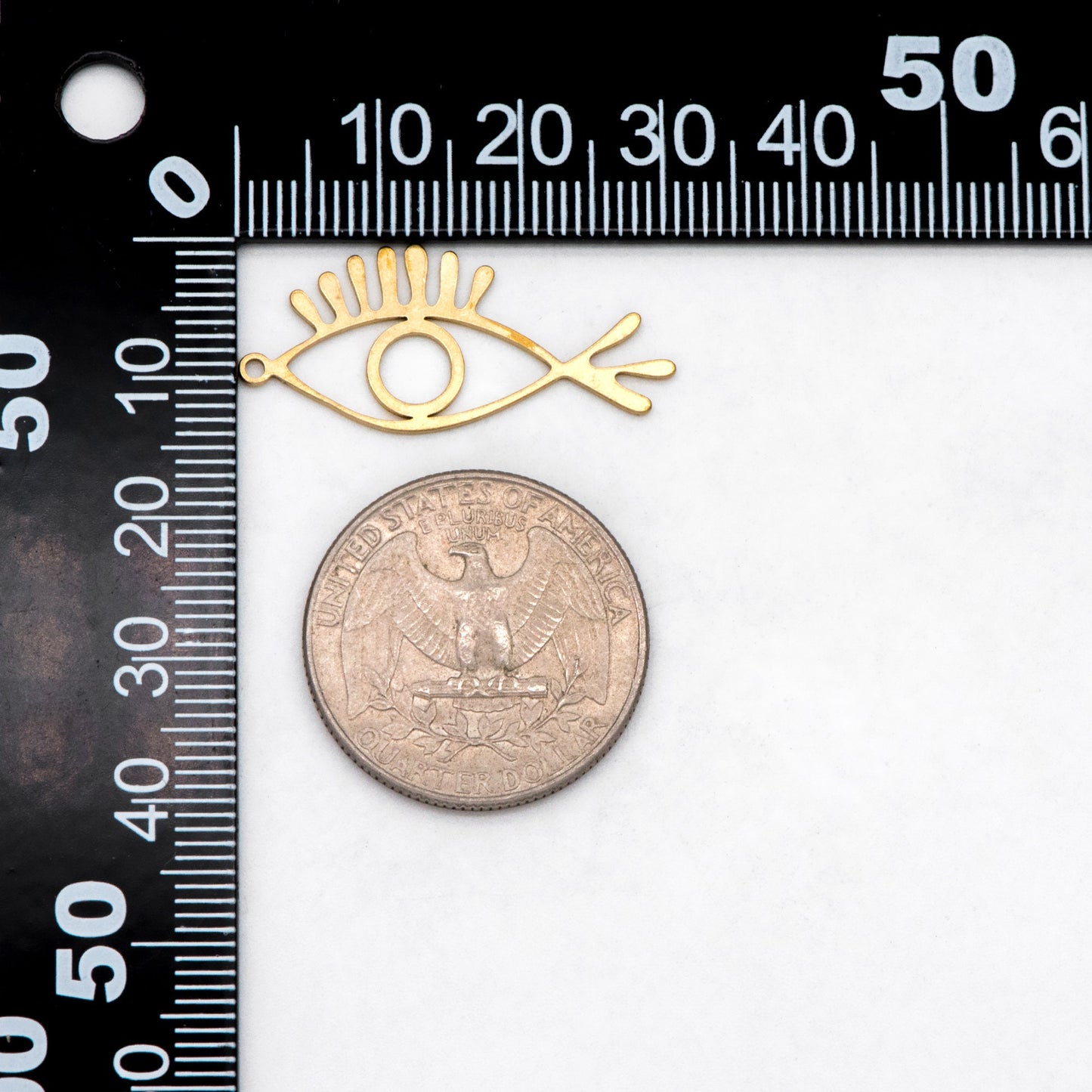 10pcs Raw Brass Evil Eye Charm Pendants, Brass Findings Wholesale (RB-266)