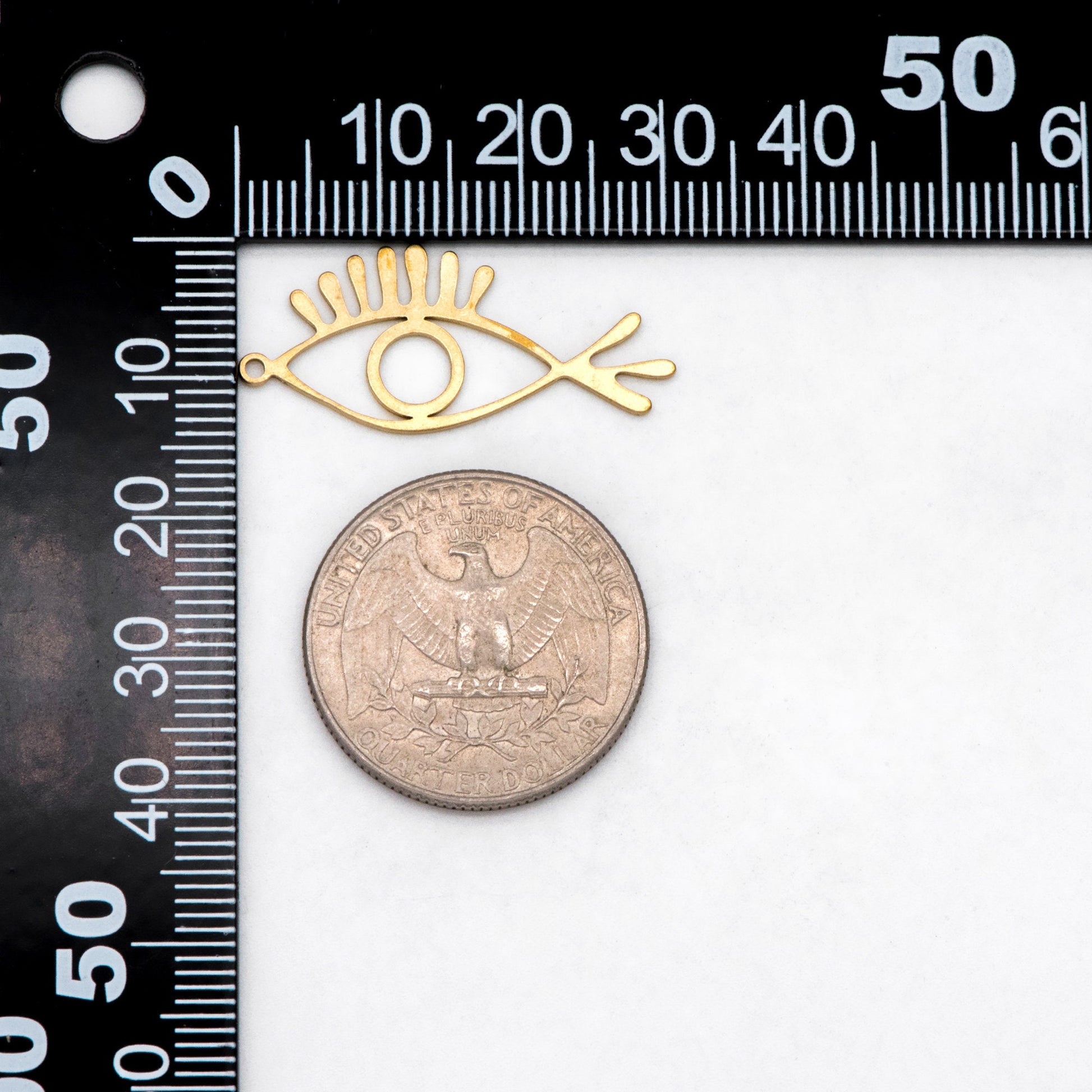 10pcs Raw Brass Evil Eye Charm Pendants, Brass Findings Wholesale (RB-266)