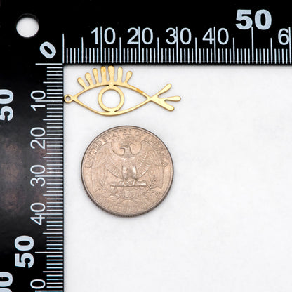 10pcs Raw Brass Evil Eye Charm Pendants, Brass Findings Wholesale (RB-266)