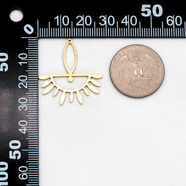 10pcs Raw Brass Half Sun Charm Pendants 30x28mm, Brass Findings Wholesale (RB-269)