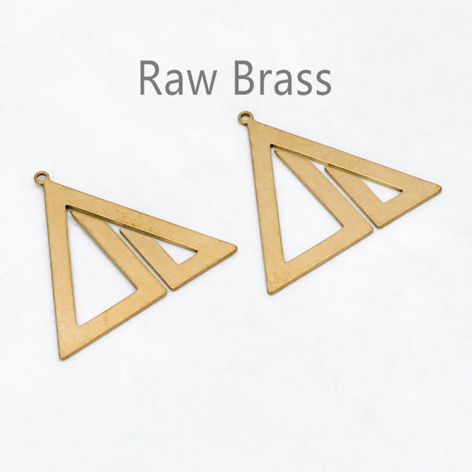10pcs Raw Brass Triangle Charm Pendants, Brass Findings Wholesale (RB-270)