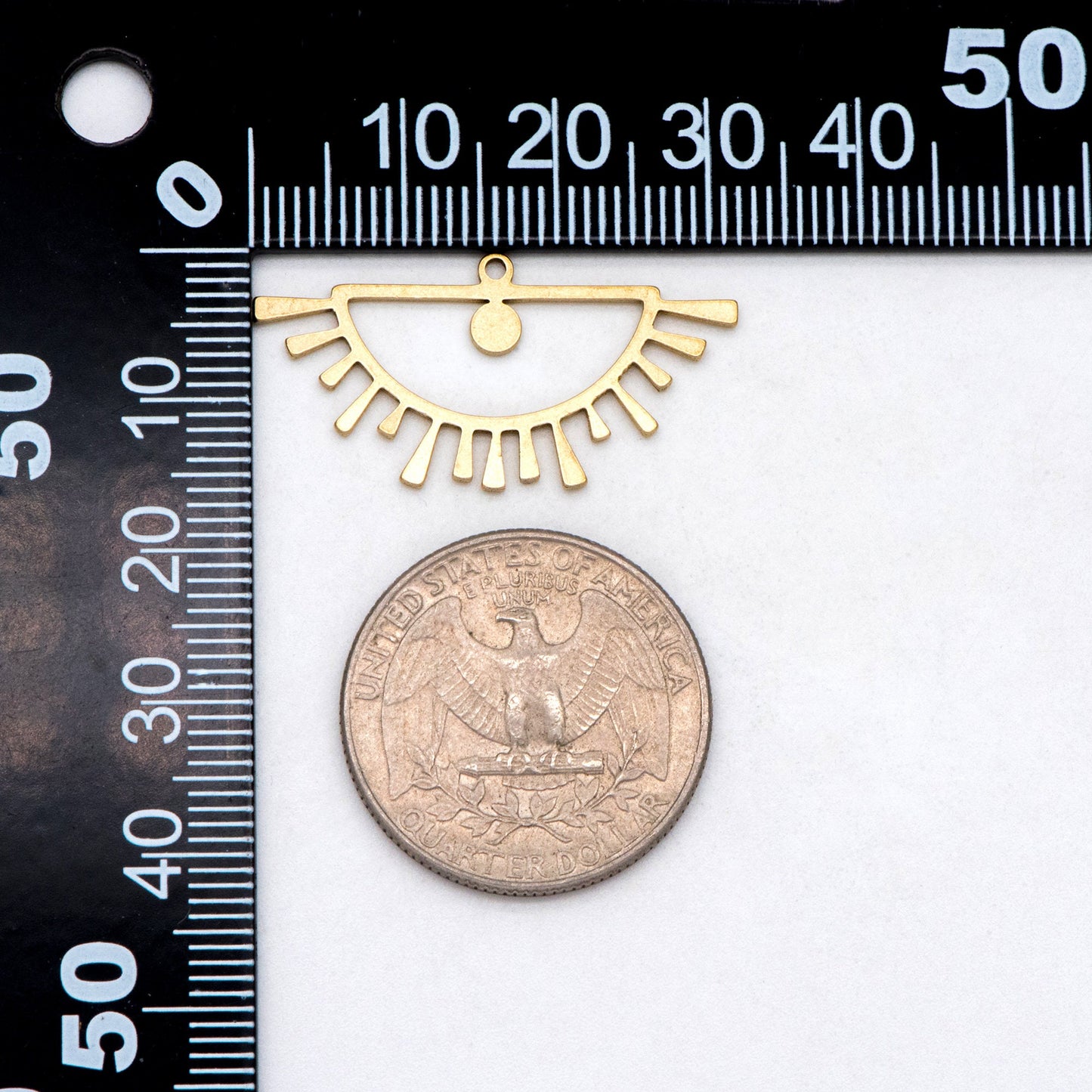 10pcs Raw Brass Half Sun Charms 16x32mm, Solid Brass Fan Pendants Wholesale (RB-274)