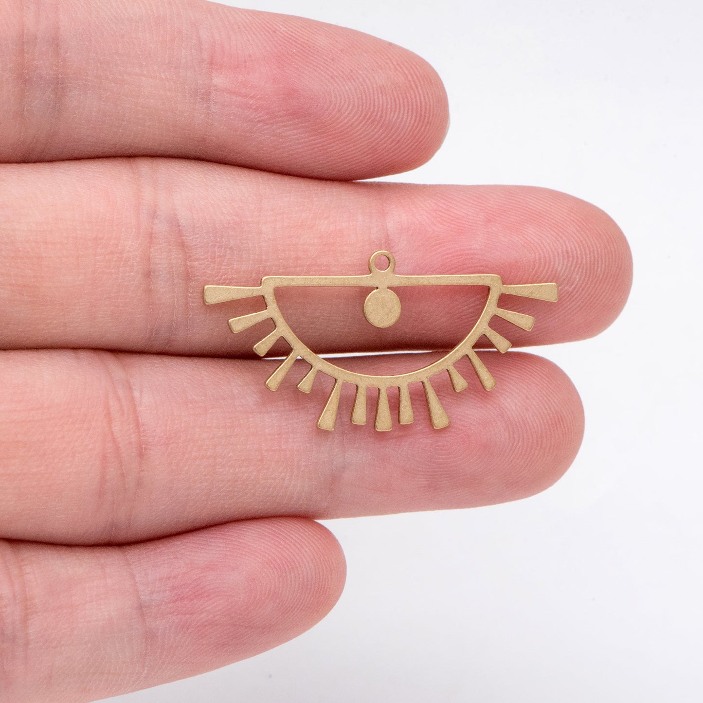 10pcs Raw Brass Half Sun Charms 16x32mm, Solid Brass Fan Pendants Wholesale (RB-274)