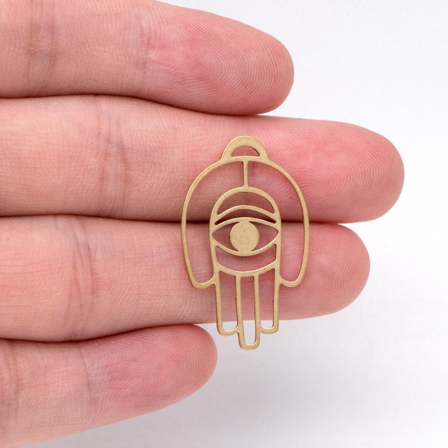 10pcs Raw Brass Hamsa Hand Charm Pendants 30x18mm, Brass Findings Wholesale (RB-275)