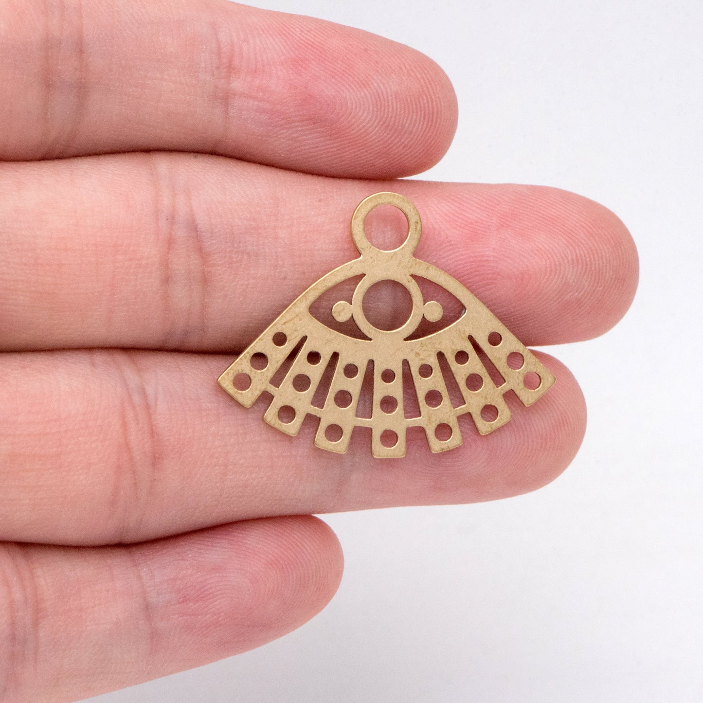 10pcs Raw Brass Fan Charm Pendants 23.5x31mm, Brass Findings Wholesale (RB-277)