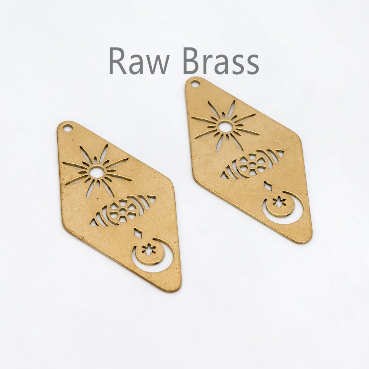 10pcs Raw Brass Hollow Rhombus Charm Pendants 36x19mm, Brass Findings Wholesale (RB-280)