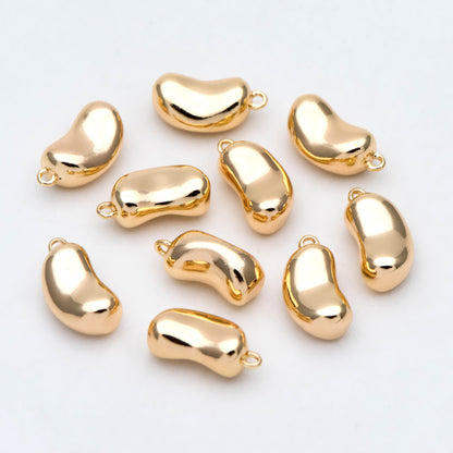 10pcs Gold/ Rhodium Plated Brass Bean Charms 11x5.5mm, Jewelry Making, Diy Material, Jewelry Supplies (GB-4589-C)
