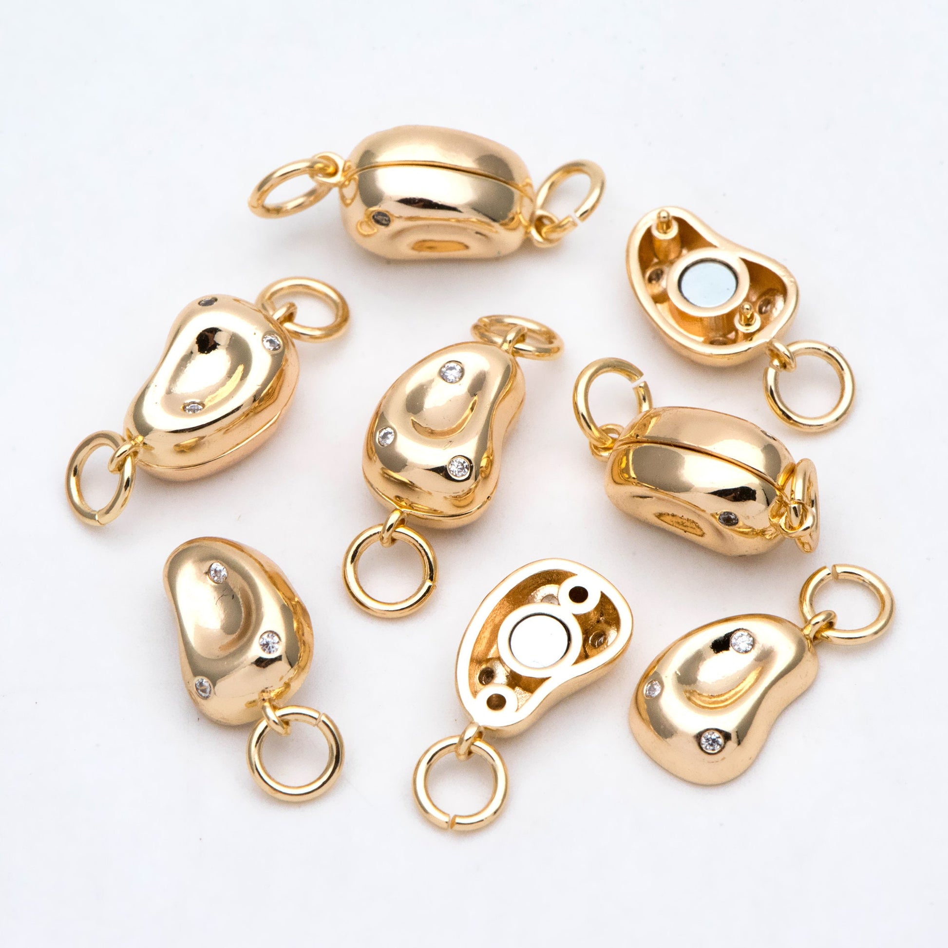 4pcs CZ pave Bean Shaped Magnetic Clasp for Bracelet Necklace, Magnetic Jewelry Clasp, Jewelry Findings (GB-2992)