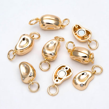 4pcs CZ pave Bean Shaped Magnetic Clasp for Bracelet Necklace, Magnetic Jewelry Clasp, Jewelry Findings (GB-2992)