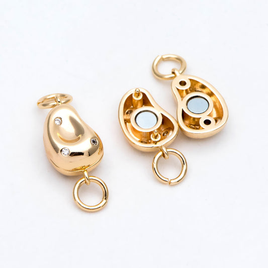 4pcs CZ pave Bean Shaped Magnetic Clasp for Bracelet Necklace, Magnetic Jewelry Clasp, Jewelry Findings (GB-2992)