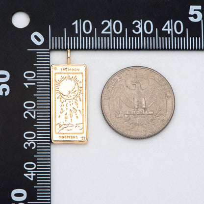 4pcs Gold Tarot Card The Moon Charm 31x12mm, 18K Gold plated Brass Rectangle Pendant(GB-2394-G)