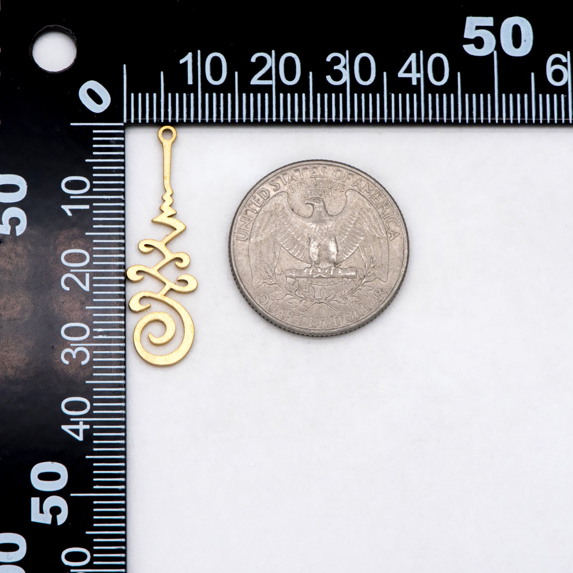 10pcs Raw Brass Flower Charm Pendants 33x10mm, Brass Findings Wholesale (RB-257)