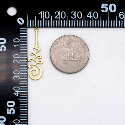 10pcs Raw Brass Flower Charm Pendants 33x10mm, Brass Findings Wholesale (RB-257)