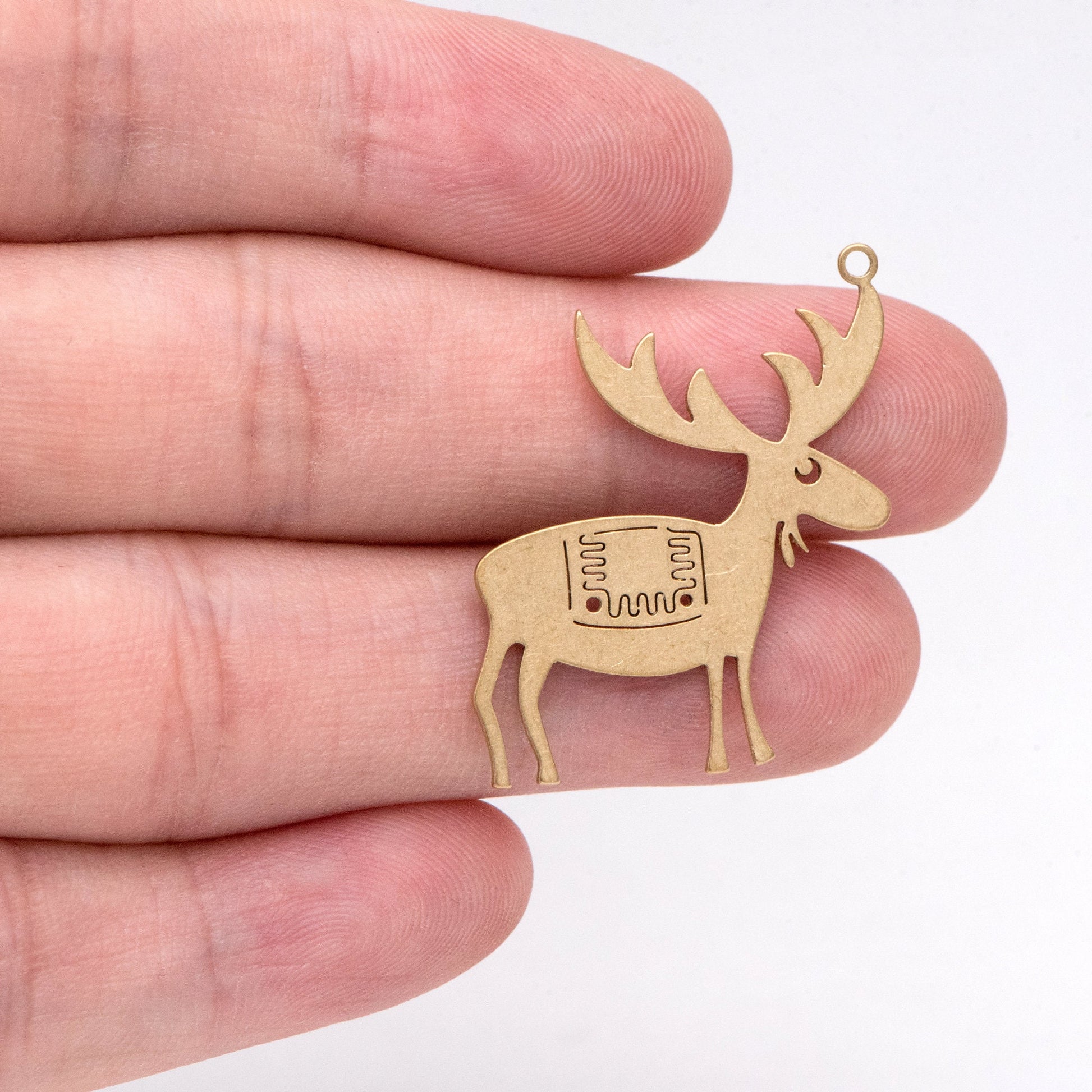 10pcs Raw Brass Reindeer Charm, Elk Pendant, 29x26mm, Brass Findings Wholesale (RB-260)