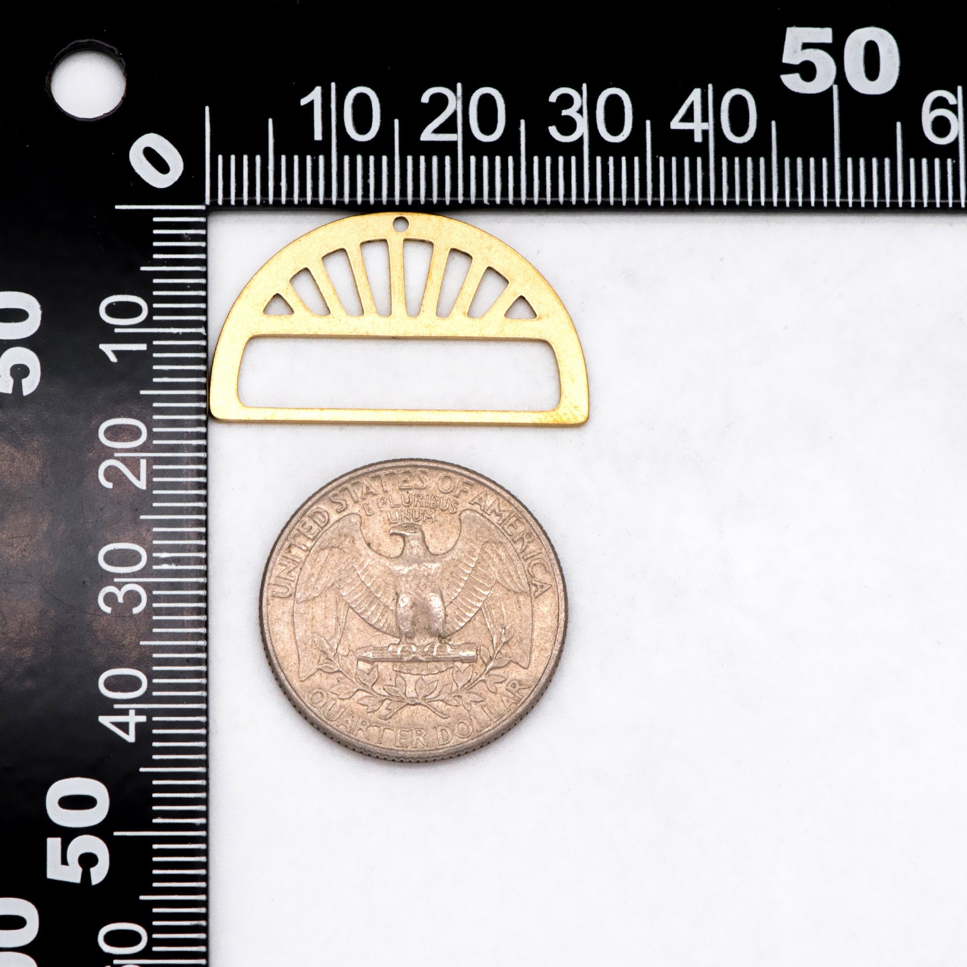 10pcs Raw Brass SemiCircle Charm Pendants 17x30mm, Brass Findings Wholesale (RB-281)