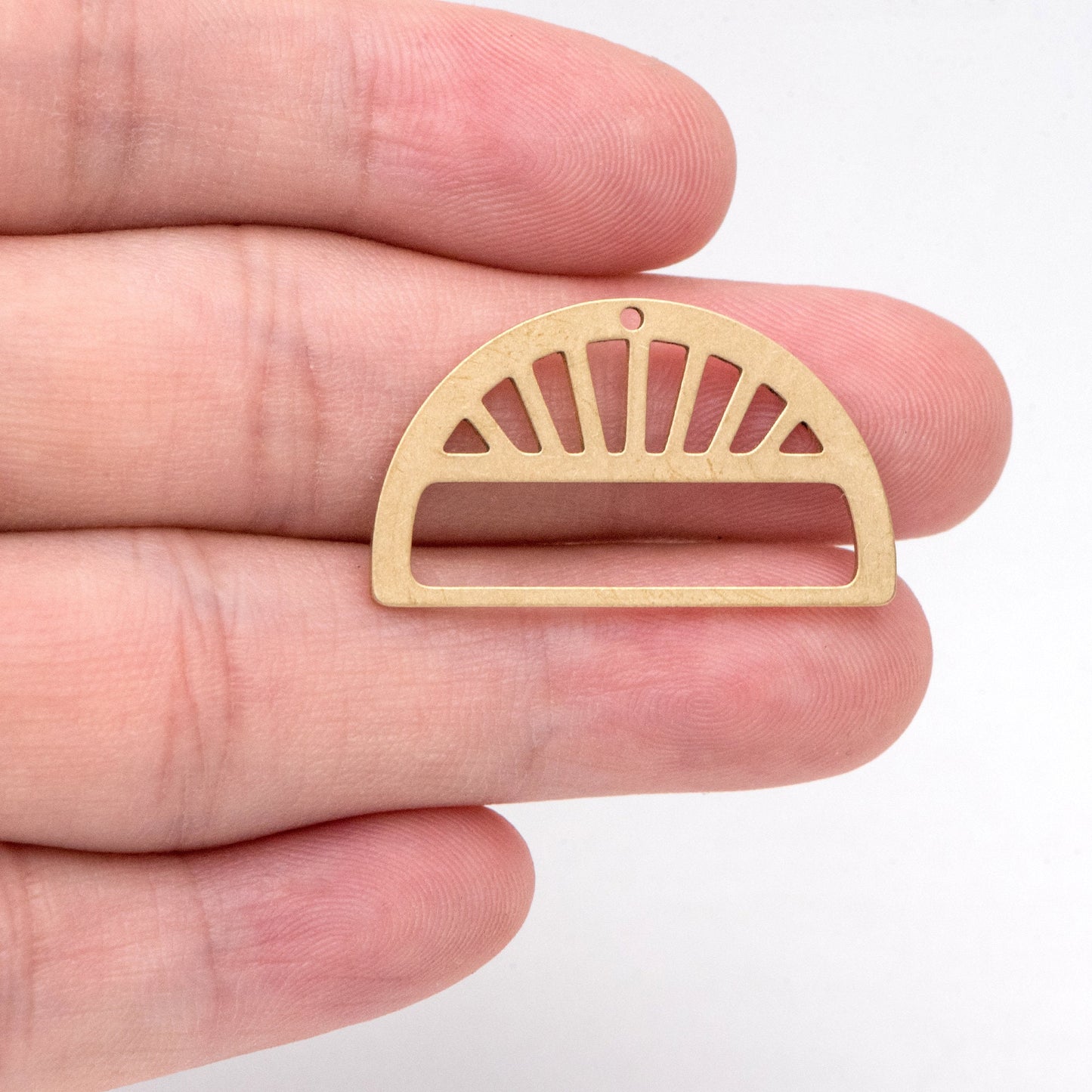 10pcs Raw Brass SemiCircle Charm Pendants 17x30mm, Brass Findings Wholesale (RB-281)