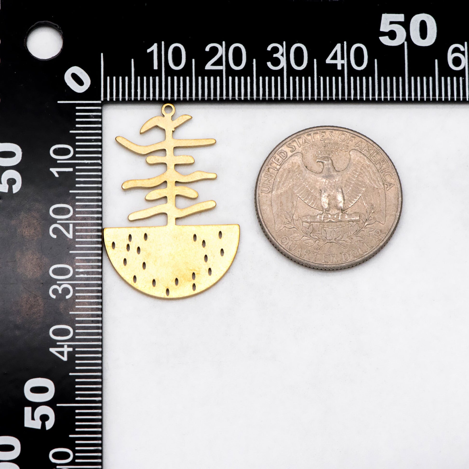 10pcs Raw Brass Semi Circle Tree Charm Pendants 33x22mm, Brass Findings Wholesale (RB-285)