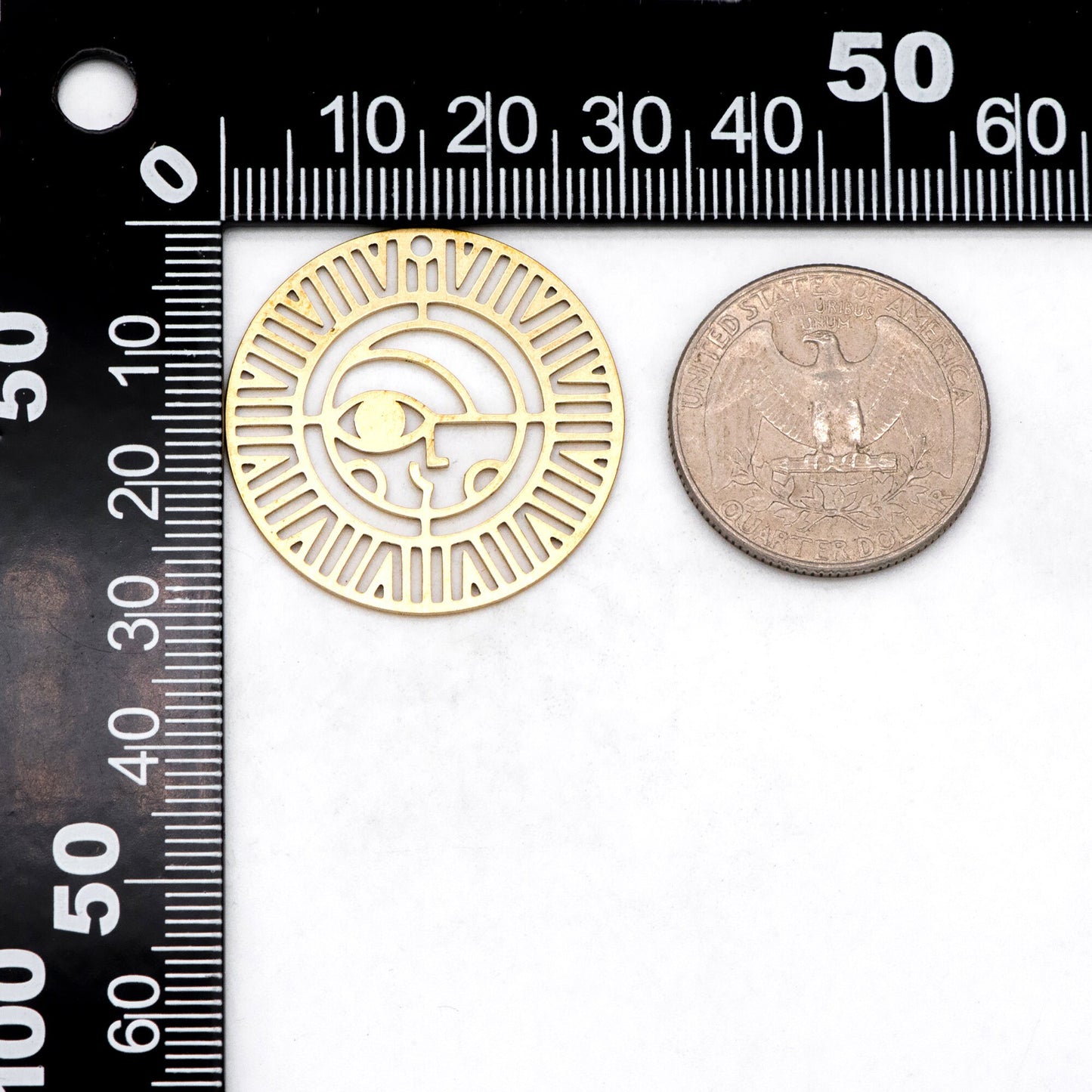 10pcs Raw Brass Hollow Round Charm Pendants 30mm, Brass Findings Wholesale (RB-287)