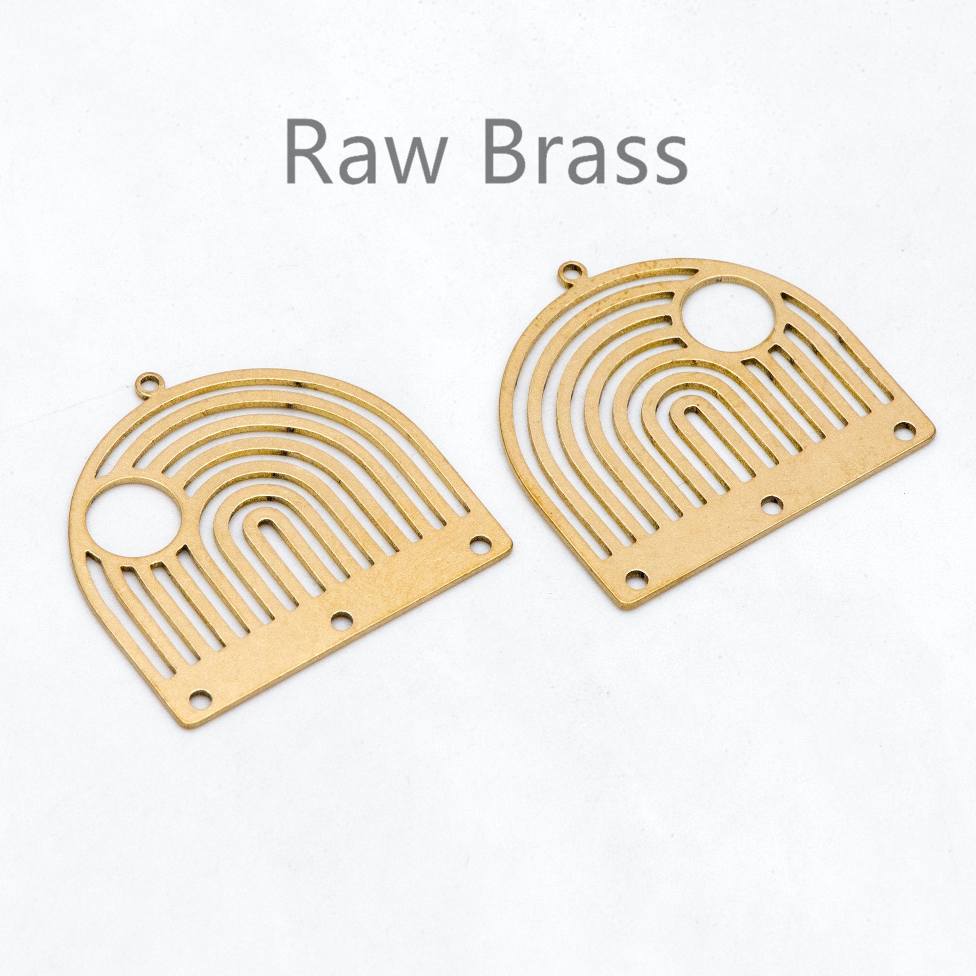 10pcs Raw Brass Domed Charm Connectors 29x30mm, Brass Findings Wholesale (RB-288)