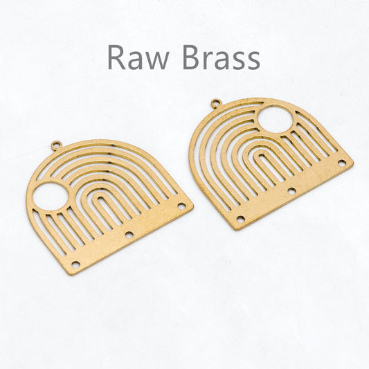 10pcs Raw Brass Domed Charm Connectors 29x30mm, Brass Findings Wholesale (RB-288)