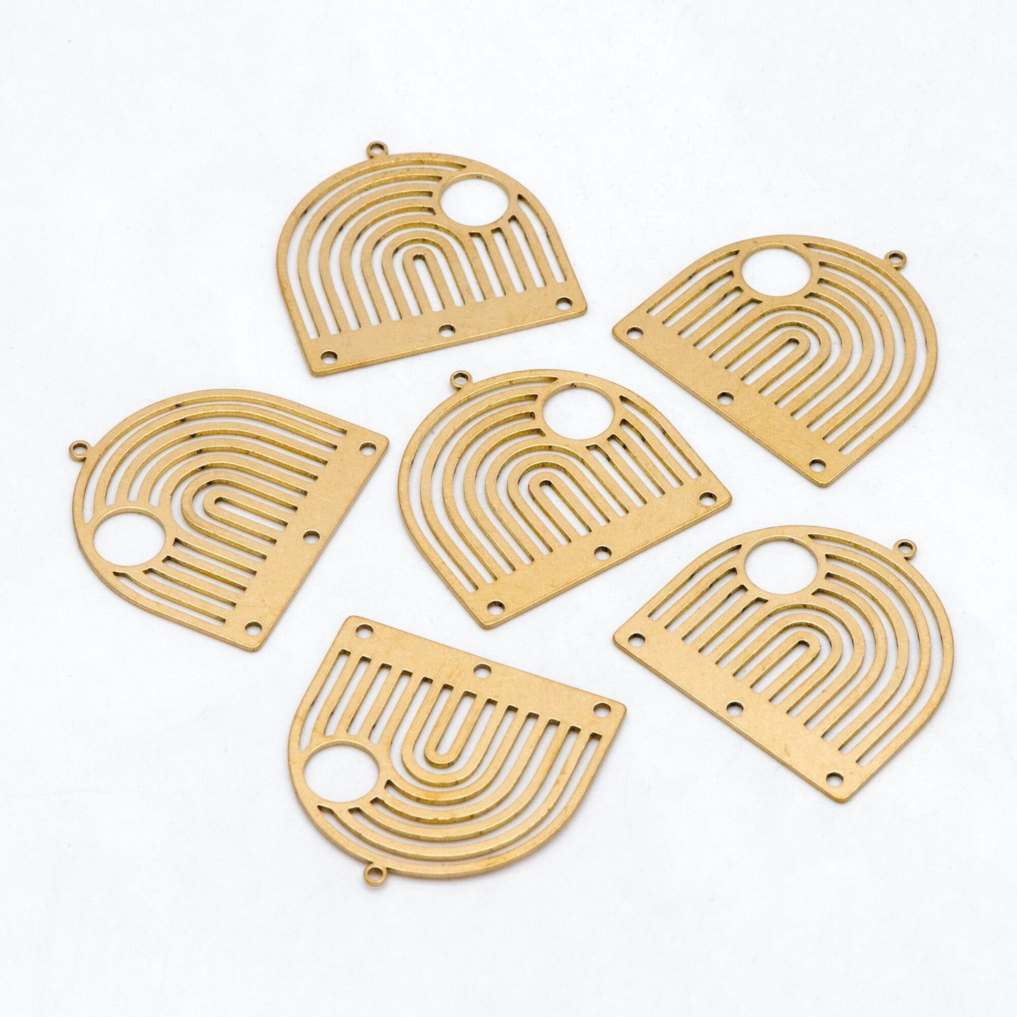 10pcs Raw Brass Domed Charm Connectors 29x30mm, Brass Findings Wholesale (RB-288)