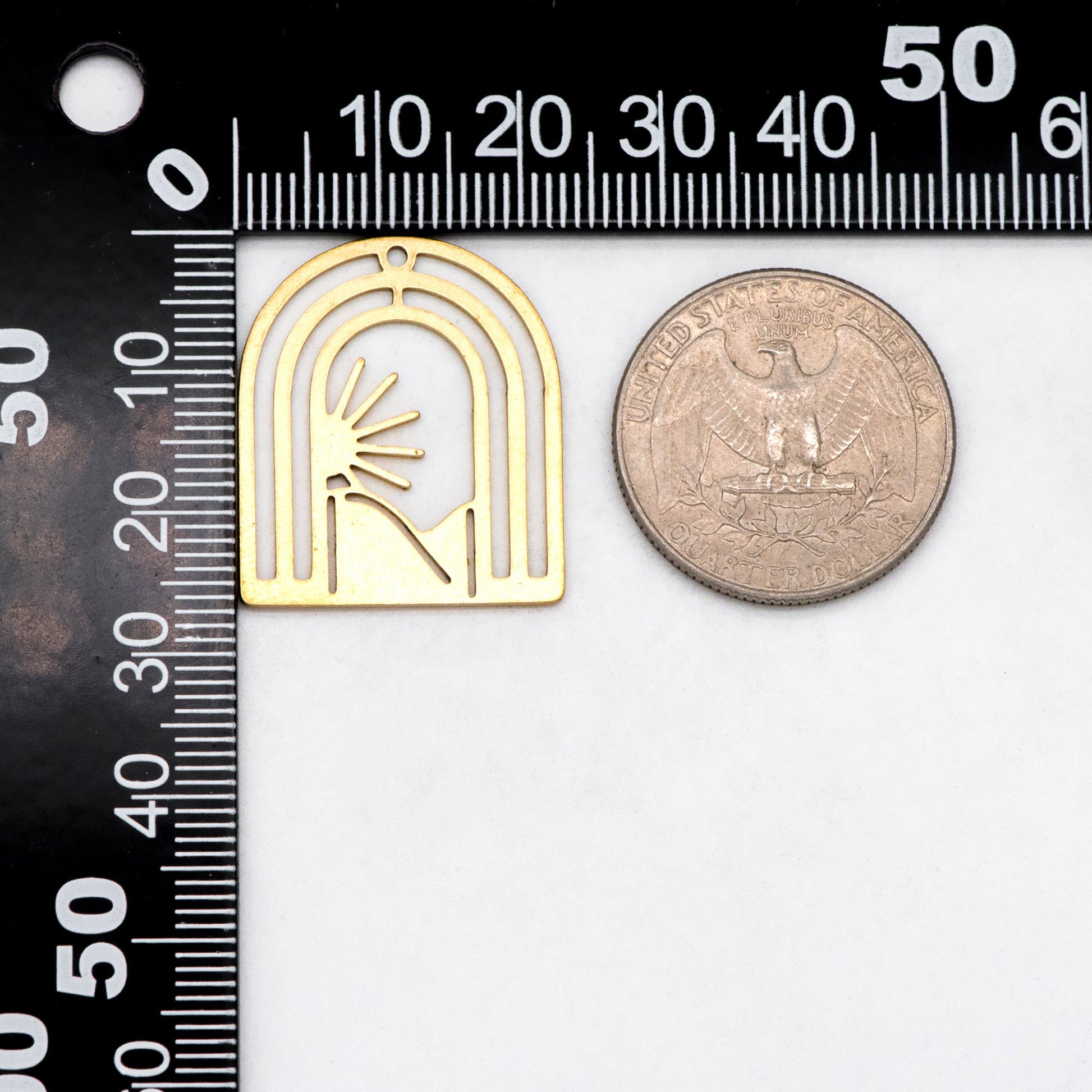 10pcs Raw Brass Sun Mountain Pendant, Domed Sun Earring Charms, Brass Findings Wholesale (RB-289)