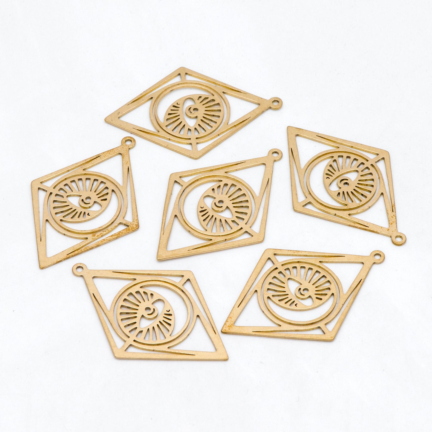 10pcs Raw Brass Rhombus Charm Pendants 42x28mm, Brass Findings Wholesale (RB-296)