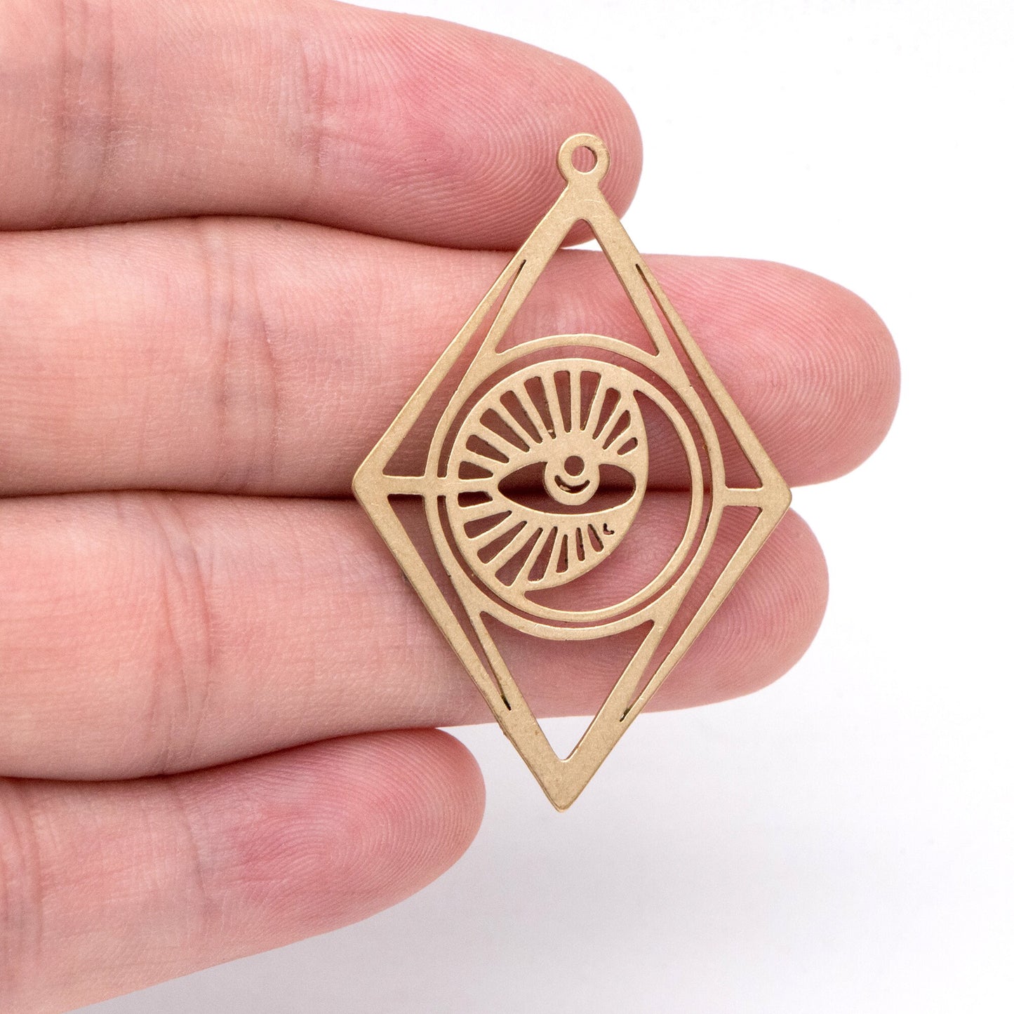 10pcs Raw Brass Rhombus Charm Pendants 42x28mm, Brass Findings Wholesale (RB-296)