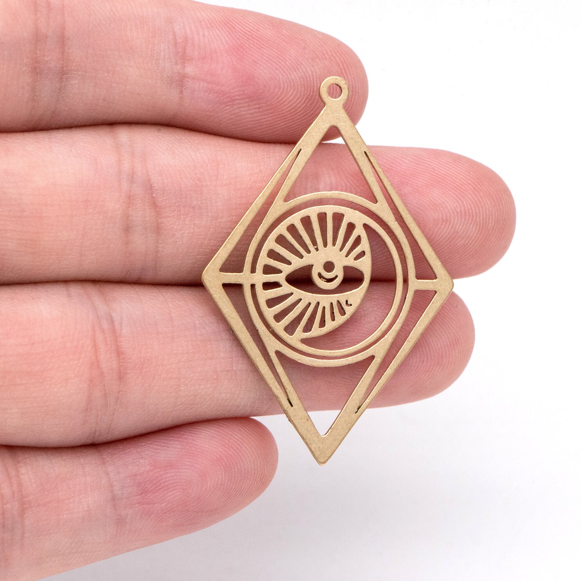 10pcs Raw Brass Rhombus Charm Pendants 42x28mm, Brass Findings Wholesale (RB-296)