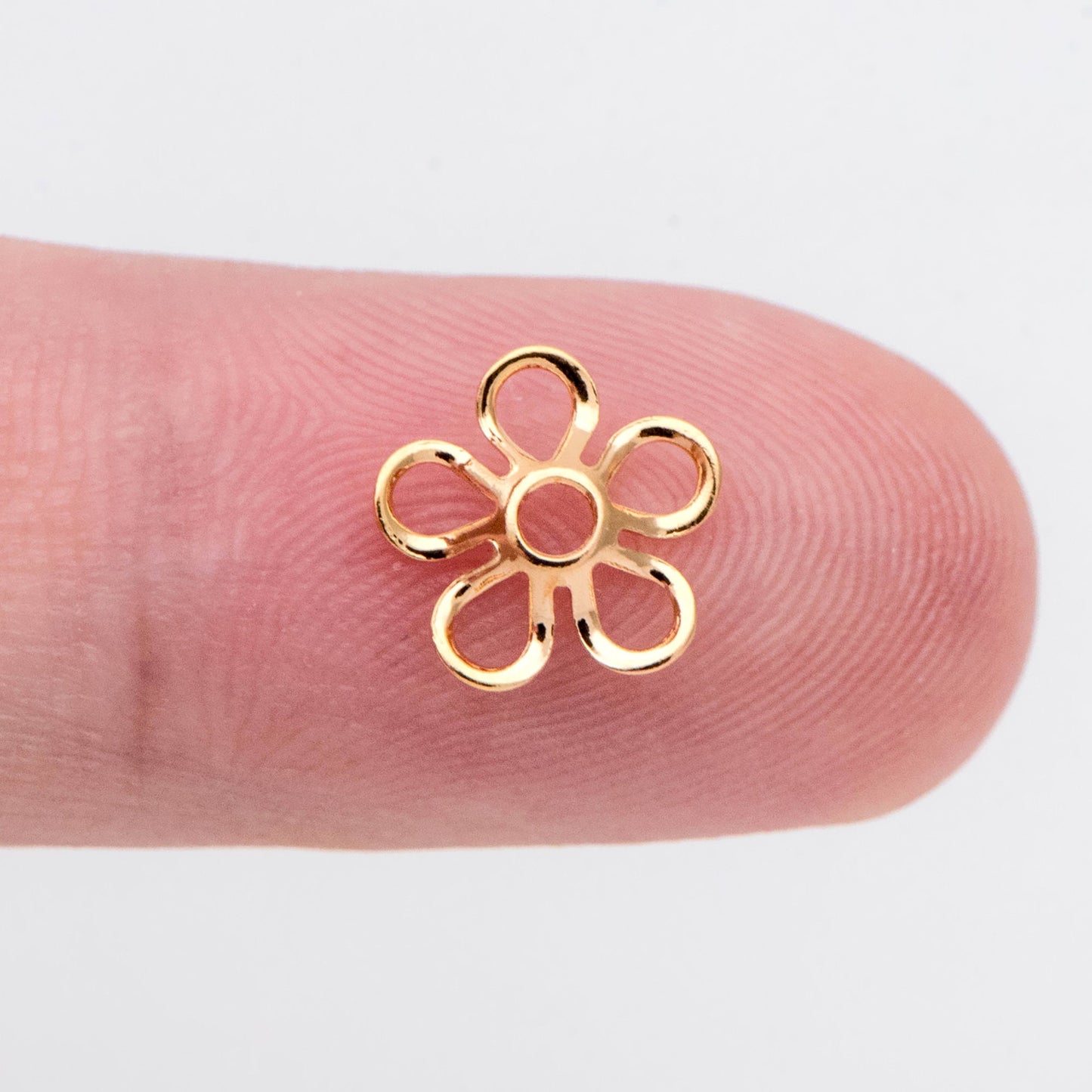 20pcs Flower Bead Caps 9mm, Real Gold plated Brass, Floral Spacer Beads (GB-3000)