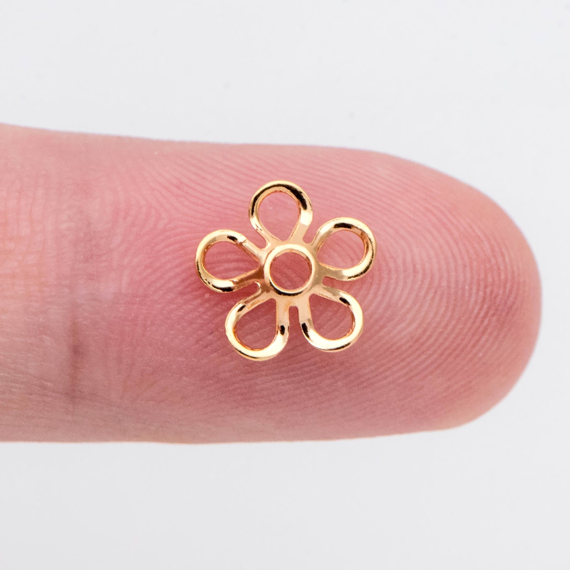 20pcs Flower Bead Caps 9mm, Real Gold plated Brass, Floral Spacer Beads (GB-3000)