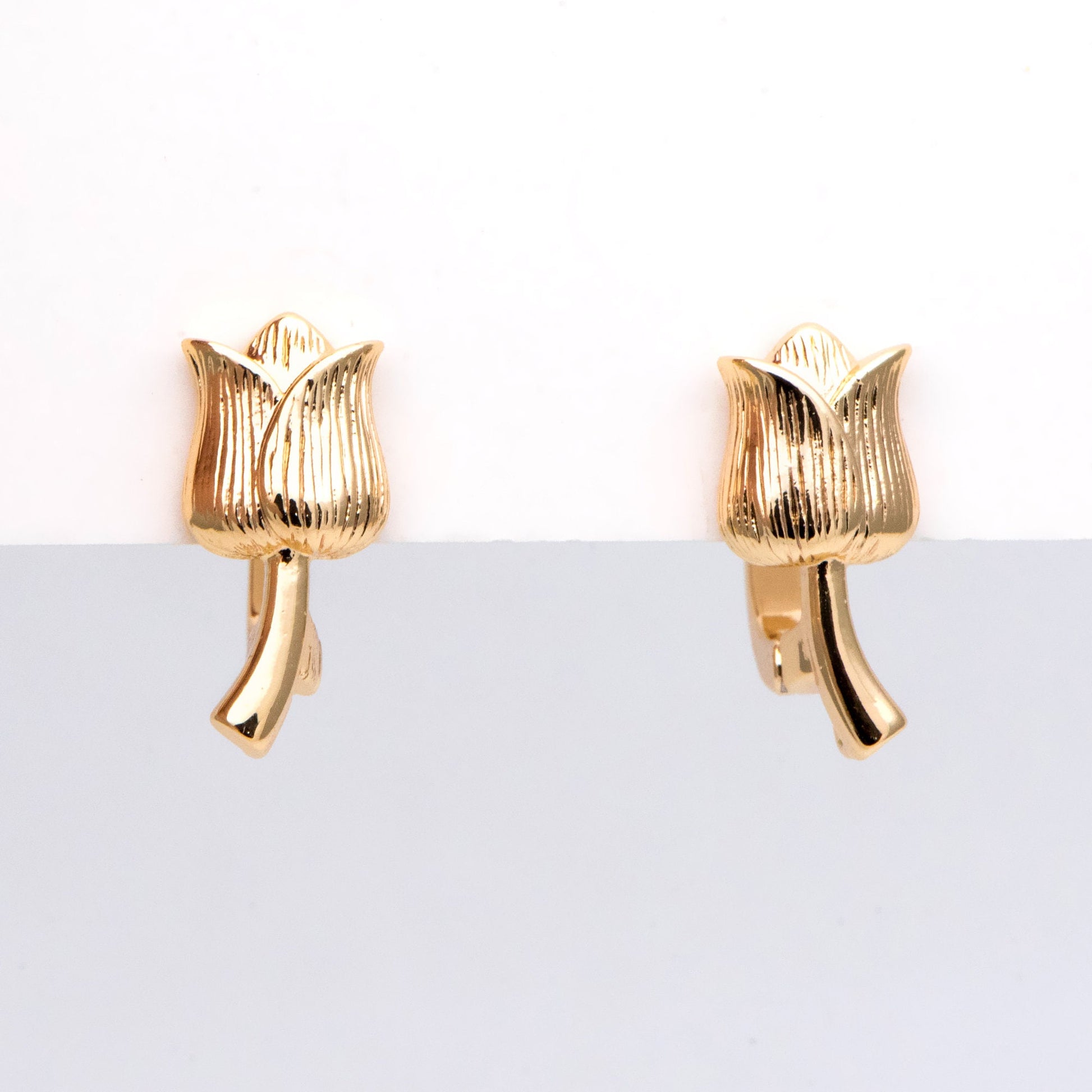 4pcs Gold Flower Click-in Style Leverback Earring, Gold Plated Brass Earring Findings (GB-3002-B)