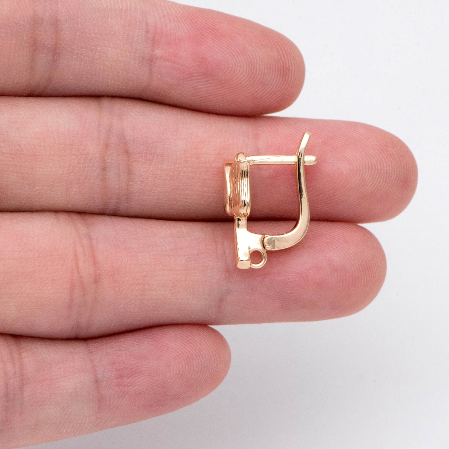 4pcs Gold Flower Click-in Style Leverback Earring, Gold Plated Brass Earring Findings (GB-3002-B)