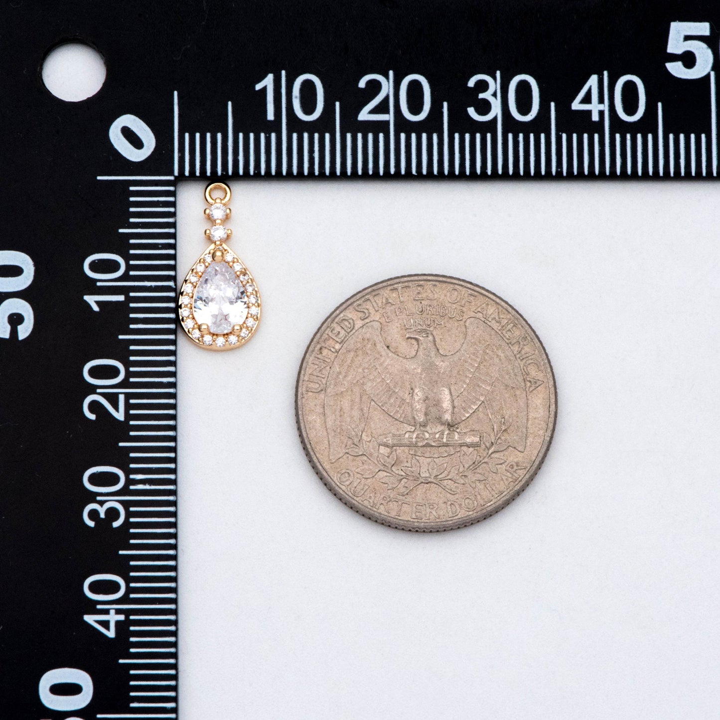 4pcs CZ Pave Teardrop Charm, Earring Charm, Jewelry Making, Diy Material, Jewelry Supplies (GB-3004)