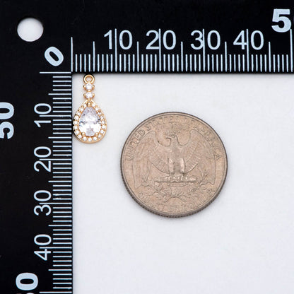 4pcs CZ Pave Teardrop Charm, Earring Charm, Jewelry Making, Diy Material, Jewelry Supplies (GB-3004)