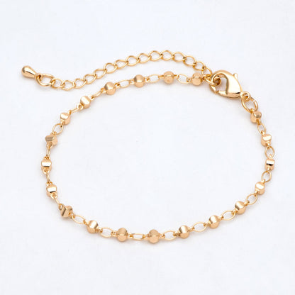 Gold plated Brass Bead Chains, Finished Bracelet/ Anklet/ Necklace with Extender Chain, Ready to Wear (#LK-397)