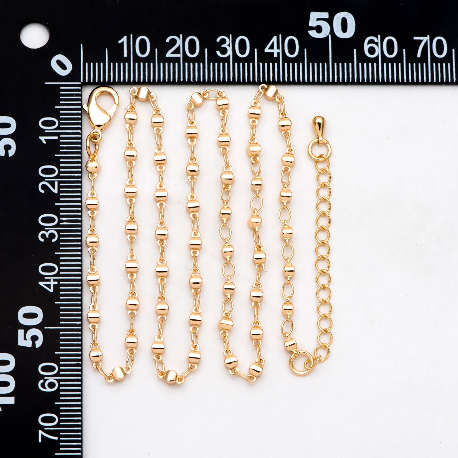 Gold plated Brass Bead Chains, Finished Bracelet/ Anklet/ Necklace with Extender Chain, Ready to Wear (#LK-397)