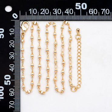 Gold plated Brass Bead Chains, Finished Bracelet/ Anklet/ Necklace with Extender Chain, Ready to Wear (#LK-397)
