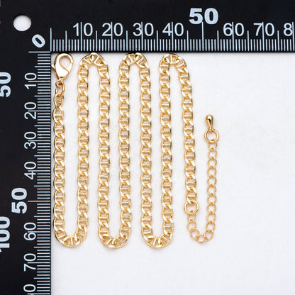 Gold plated Brass Oval Chain 4mm, Finished Bracelet/ Anklet/ Necklace with Extender Chain, Ready to Wear (#LK-352)