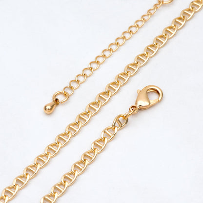 Gold plated Brass Oval Chain 4mm, Finished Bracelet/ Anklet/ Necklace with Extender Chain, Ready to Wear (#LK-352)