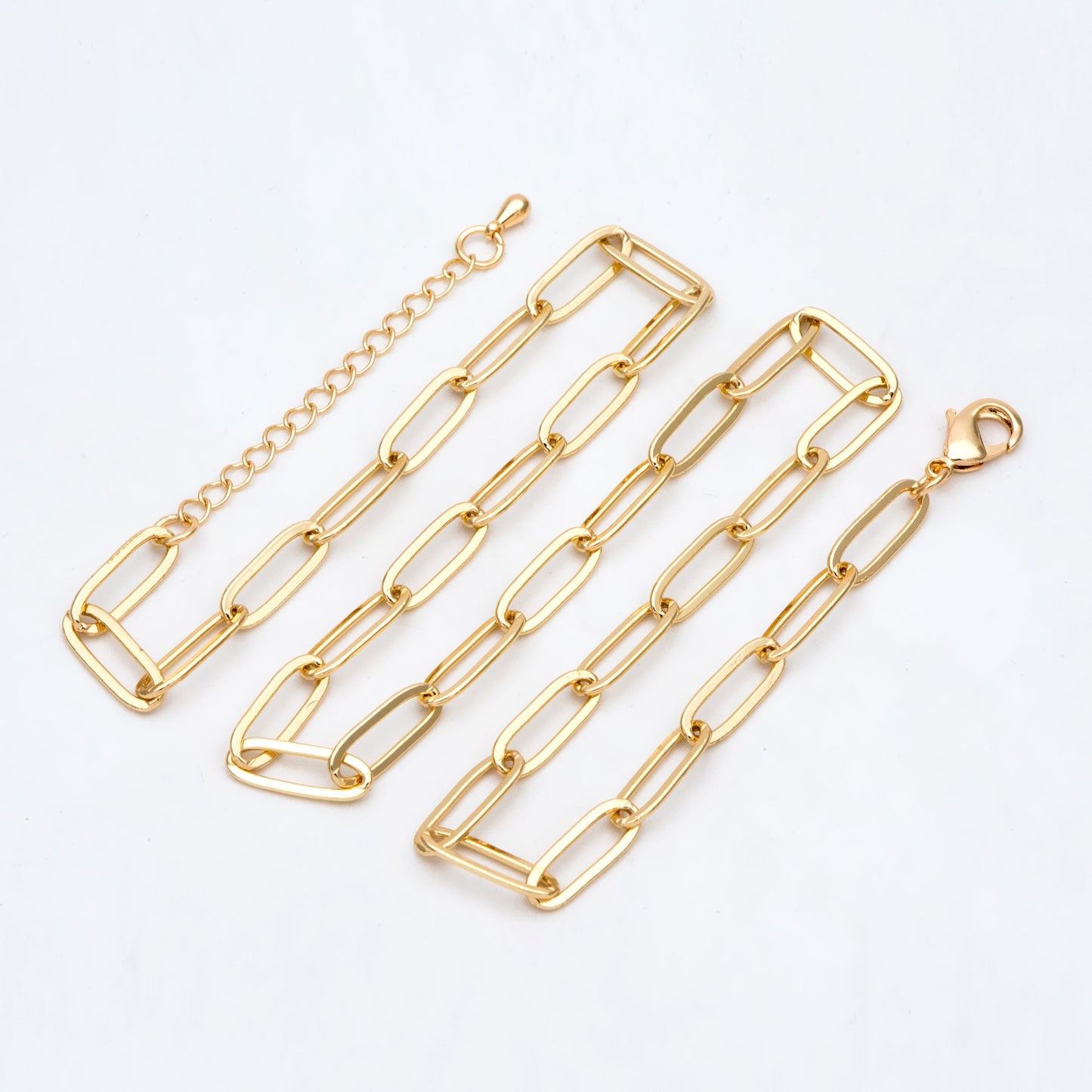 Gold/ Silver Paperclipe Chains 5mm, Finished Bracelet/ Anklet/ Necklace with Extender Chain, Ready to Wear (#LK-317)