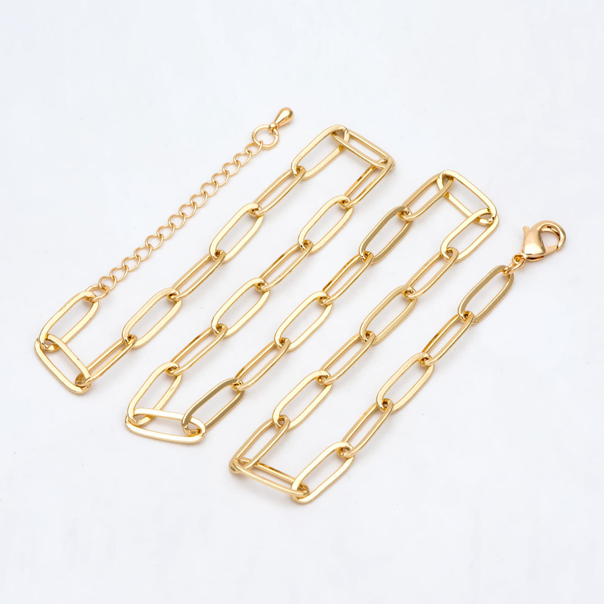 Gold/ Silver Paperclipe Chains 5mm, Finished Bracelet/ Anklet/ Necklace with Extender Chain, Ready to Wear (#LK-317)