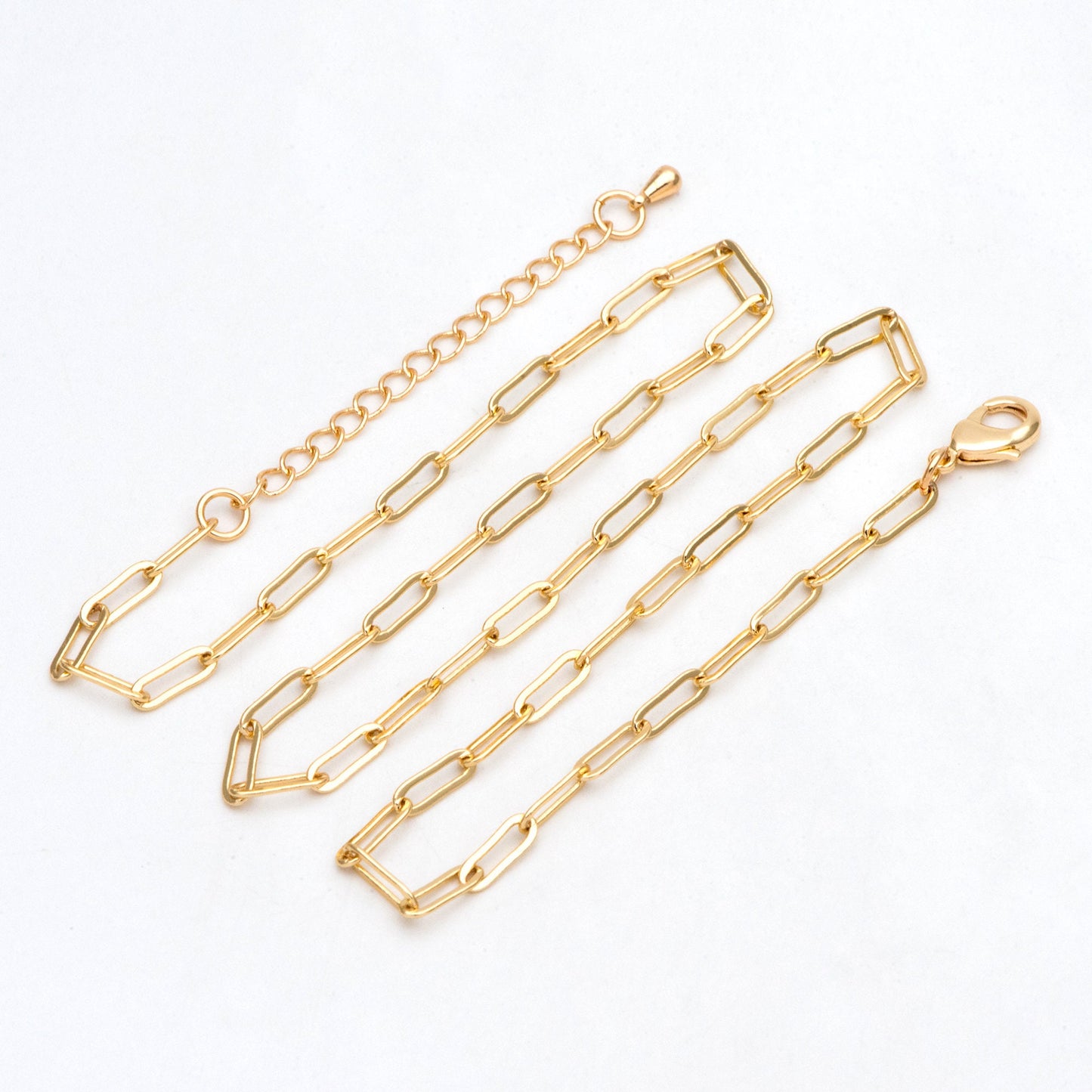 Gold/ Silver/ Rose Gold Oval Cable Chains 3mm, Finished Bracelet/ Anklet/ Necklace with Extender Chain, Ready to Wear (#LK-272)
