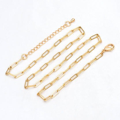 Gold/ Silver/ Rose Gold Oval Cable Chains 3mm, Finished Bracelet/ Anklet/ Necklace with Extender Chain, Ready to Wear (#LK-272)