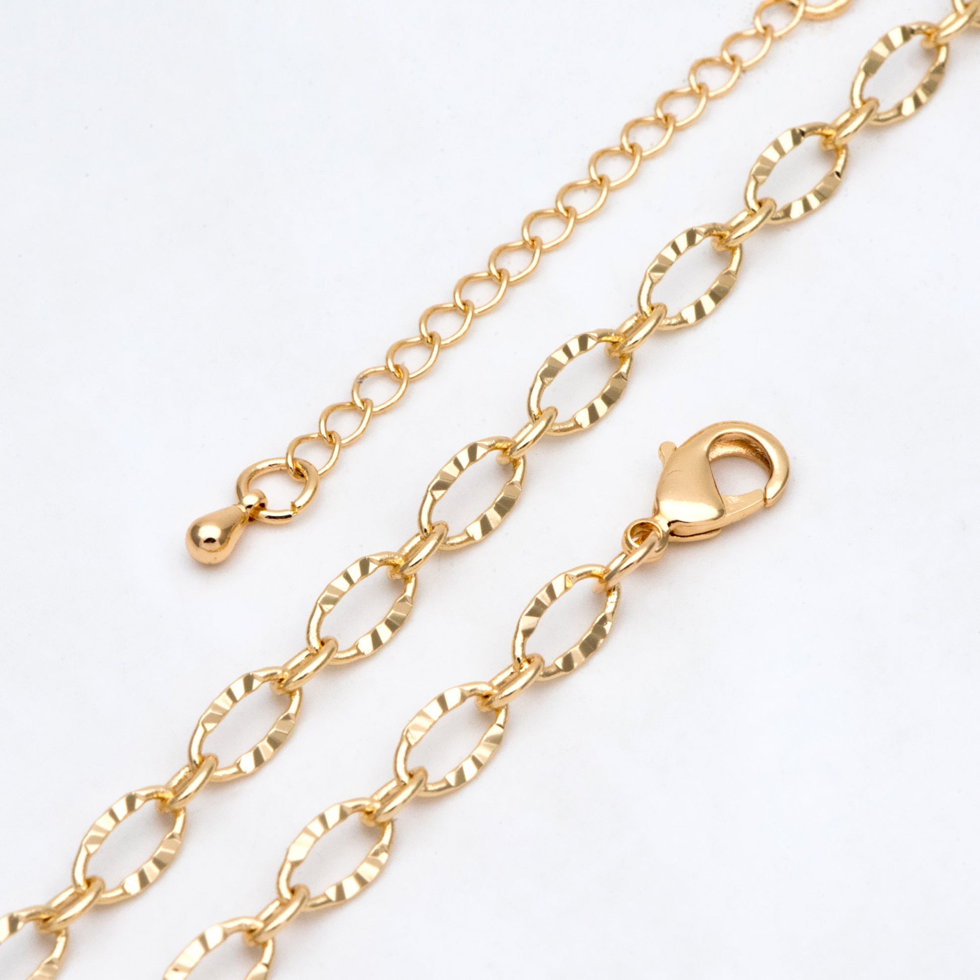 Gold Oval Cable Chains 2.5/ 3.4/ 4.8mm, Finished Bracelet/ Anklet/ Necklace with Extender Chain, Ready to Wear (#LK-289)